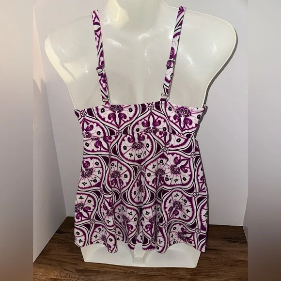 Swim Solutions Magenta and White Floral Swimwear top - Picture 3 of 3